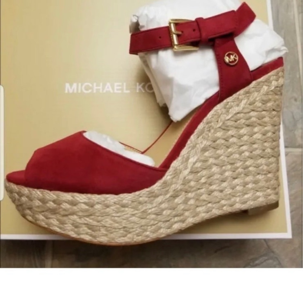 NEW Suede Michael Kors Wedge Sandals - 10